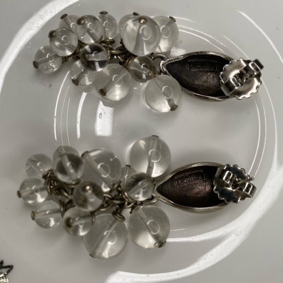 Celia Landman vintage silver earrings with clear crystal beads - Picture 3 of 4
